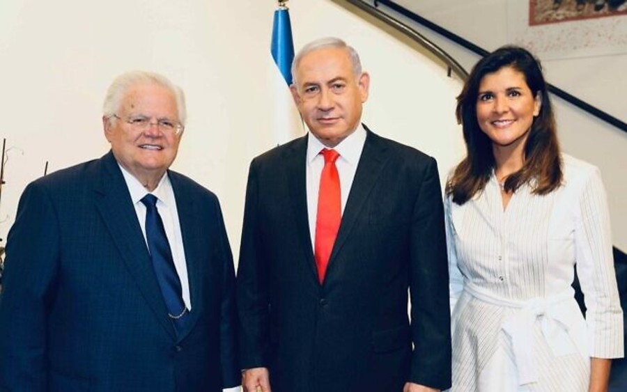 Israeli Prime Minister Benjamin Netanyahu (C) hosts CUFI President John Hagee and former U.S. Ambassador to the UN Nikki Haley at the Prime Minister's Residence in Jerusalem, June 14, 2021. (Photo: Nikki Haley/Twitter)