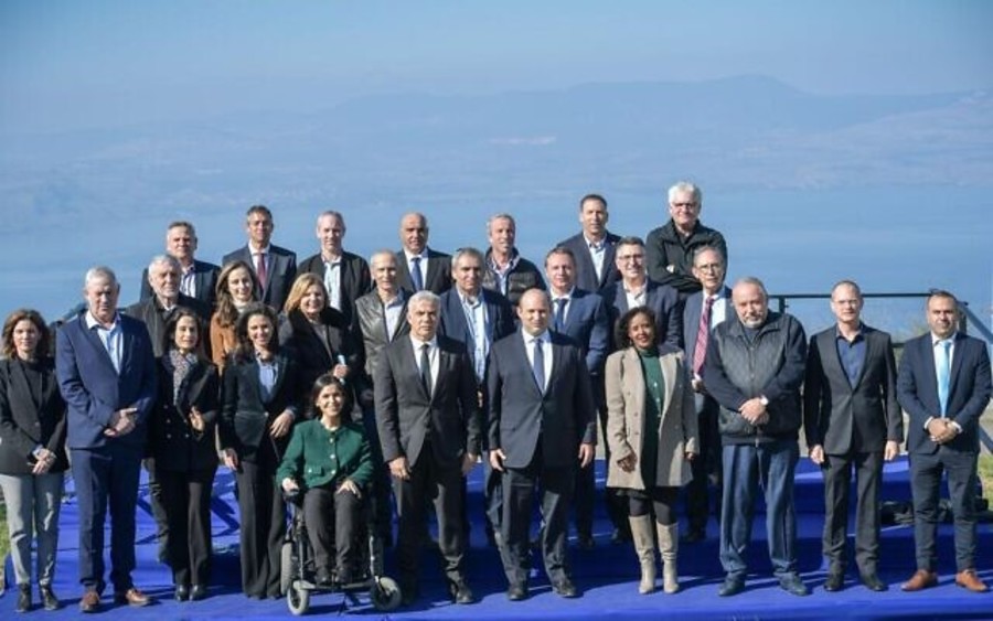Israeli ministers participate in a special Cabinet meeting on the Golan Heights, Dec. 26, 2021. (Photo: Kobi Gideon/GPO)