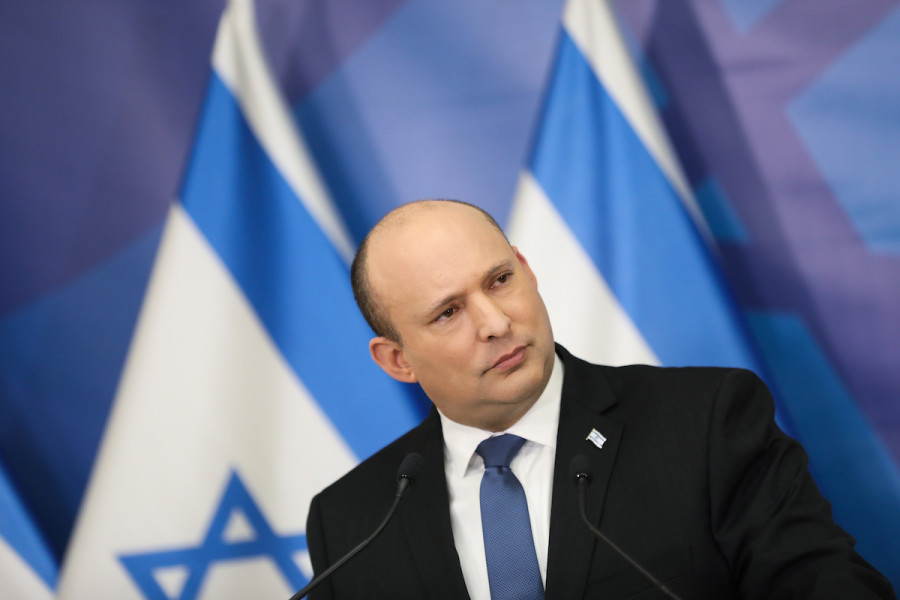 Israeli Prime Minister Naftali Bennett holds a press conference about COVID-19 in Tel Aviv, Jan. 11, 2022. (Photo: Noam Revkin Fenton/Flash90)