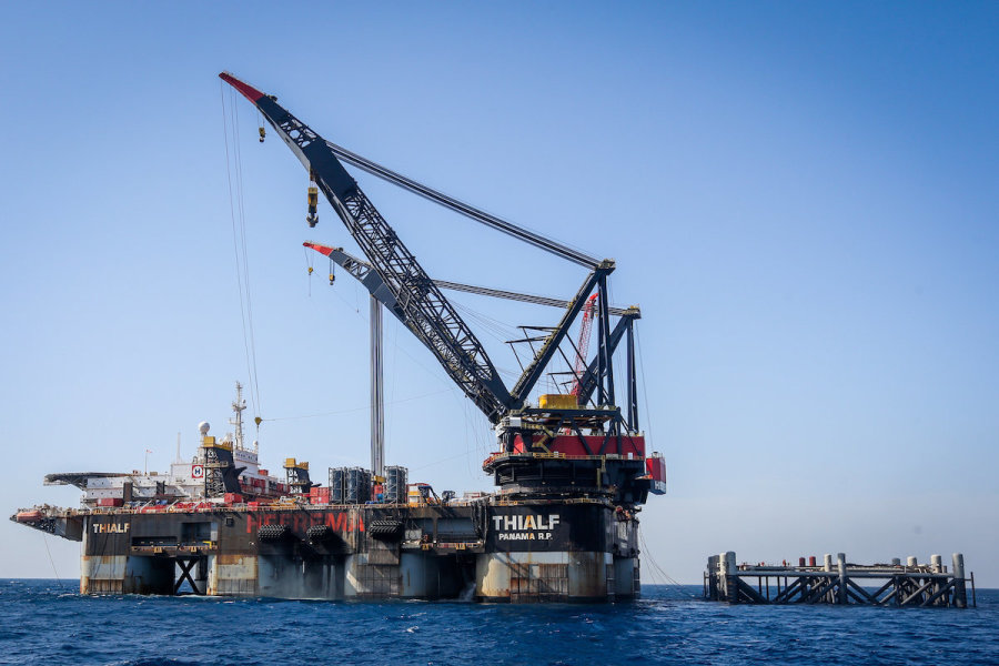View of the Israeli Leviathan gas field gas processing rig off the coast of Caesarea, Jan. 31, 2019. (Photo: Marc Israel Sellem/POOL)