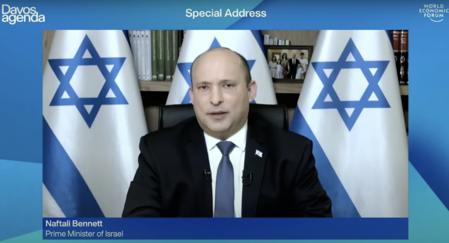 Prime Minister Naftali Bennett speaks at the virtual 2022 Davos World Economic Forum (Photo: Screenshot)
