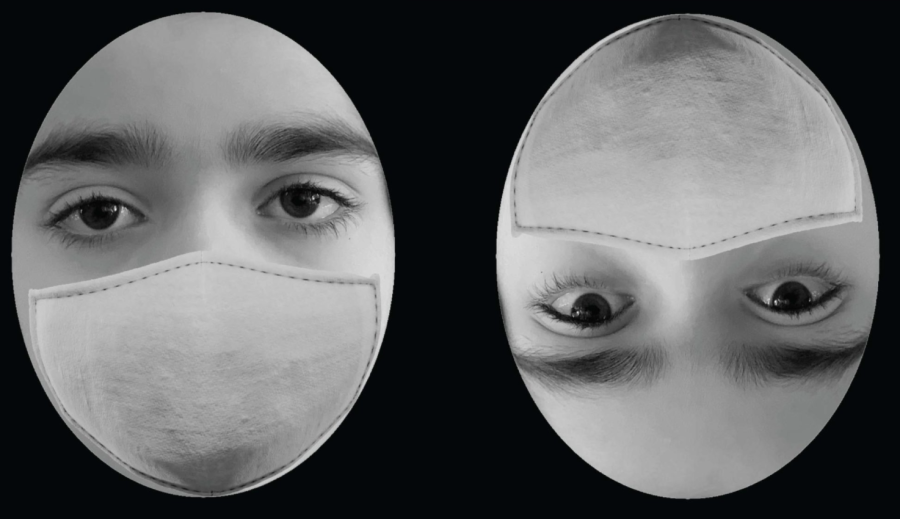School-aged child shown masked both upright and inverted (Photo:York University)