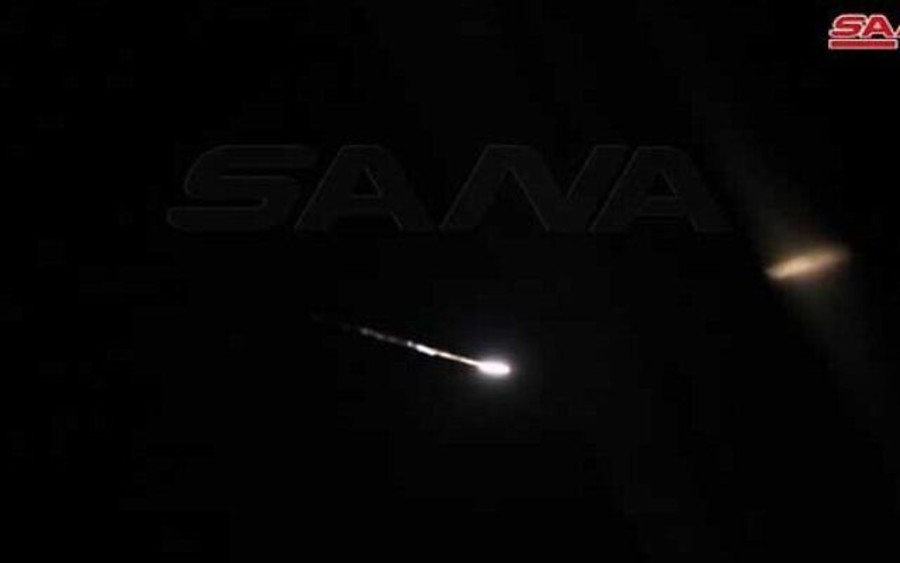 A Syrian anti-aircraft missile is fired near Damascus during an alleged Israeli airstrike, Feb. 9, 2022. (Photo: SANA)