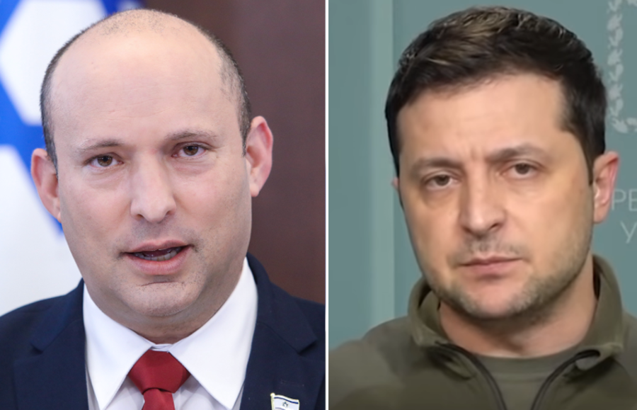 Israeli Prime Minister Naftali Bennett and Ukrainian President Vladimir Zelenskyy (Image: Edited by AIN Staff)