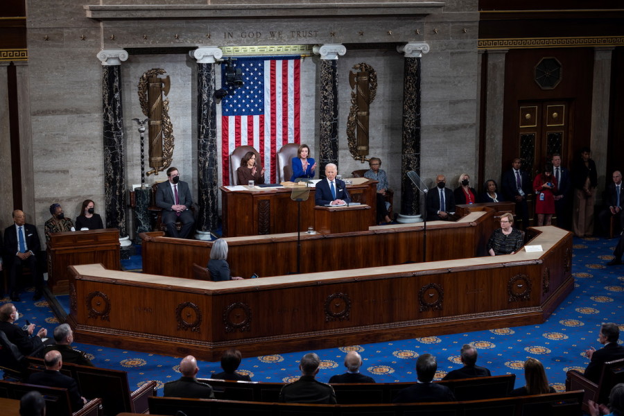 U.S. President Joe Biden delivers his State of the Union address before members of Congress in Washington, DC, Mar. 1, 2022. (Photo: Jim Lo Scalzo/Pool via Reuters)