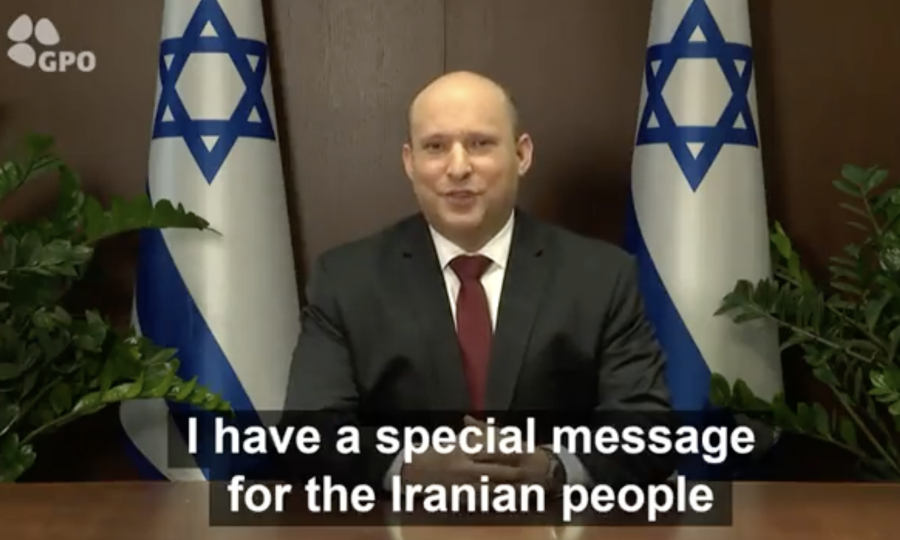 Israeli Prime Minister Naftali Bennett in a video message to the Iranian people wishing them a happy Nowruz – the Persian New Year (Photo: Screenshot)