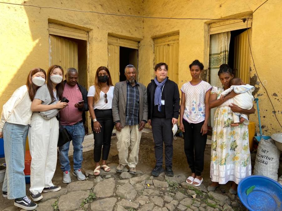 With a family in Ethiopia waiting to make aliyah (Photo courtesy)