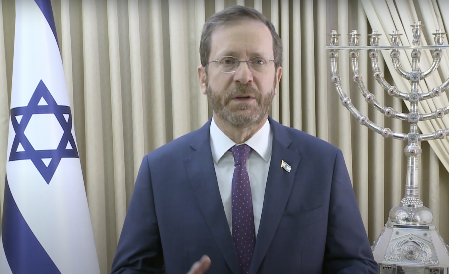 Israeli President Isaac Herzog addresses the Jerusalem Prayer Breakfast 2022 via video (Photo: Screenshot)