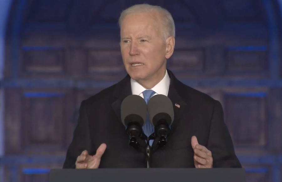 U.S. President Joe Biden delivers a speech at the Royal Castle in Warsaw, Poland, Mar. 26, 2022. (Photo: Screenshot)