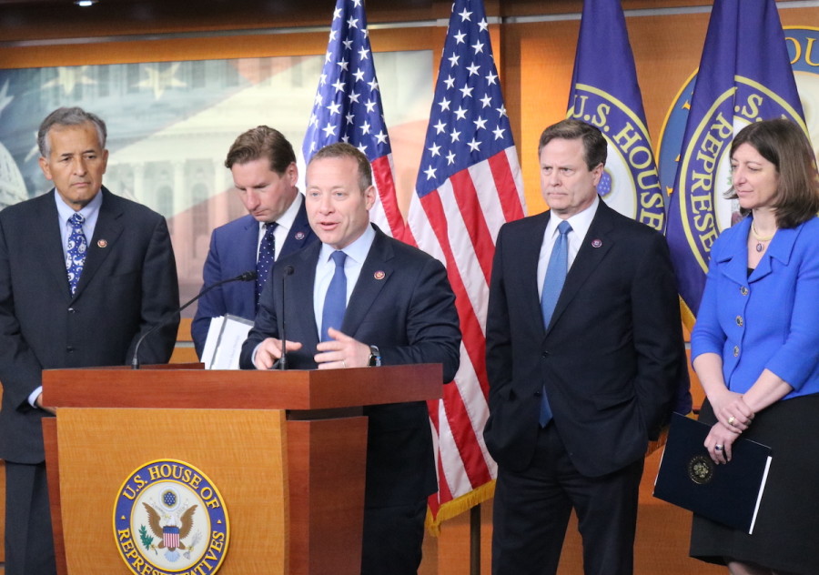U.S. Rep. Josh Gottheimer and a group of Democrats at a news conference, April 6, 2022 (Photo: Josh Gottheimer/Twitter)