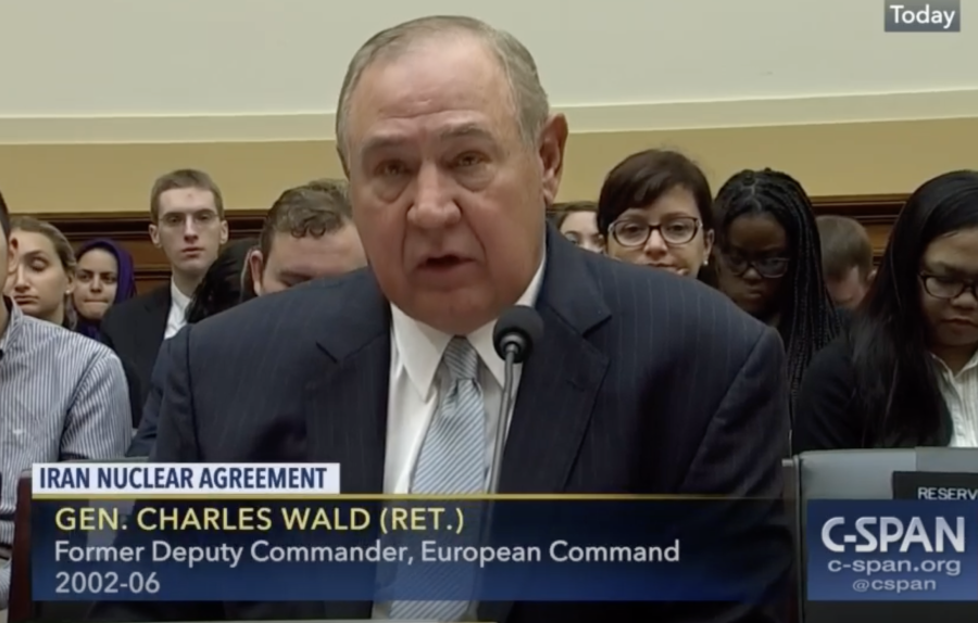 Gen. Chuck Wald (ret.) speaks before the U.S. House Foreign Affairs Committee about the nuclear deal with Iran, Oct. 11, 2017 (Photo: Screenshot)