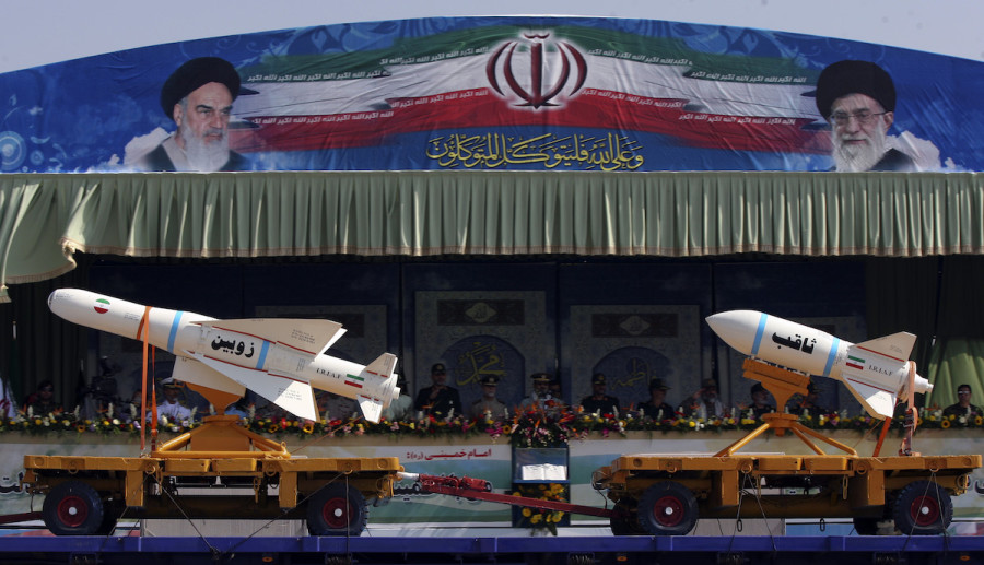 Military vehicle carrying Iranian Zoobin smart bomb and Sagheb missile during parade to commemorate anniversary of the Iran-Iraq war in Tehran, Sep. 22, 2011. (Photo: Reuters/Stringer)