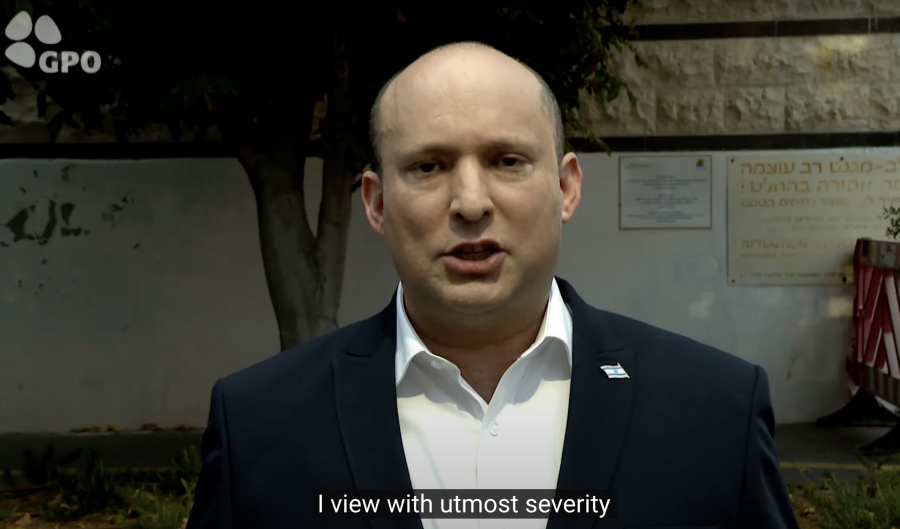 Israeli Prime Minister Naftali Bennett in a video message, April 18, 2022 (Photo: Screenshot)