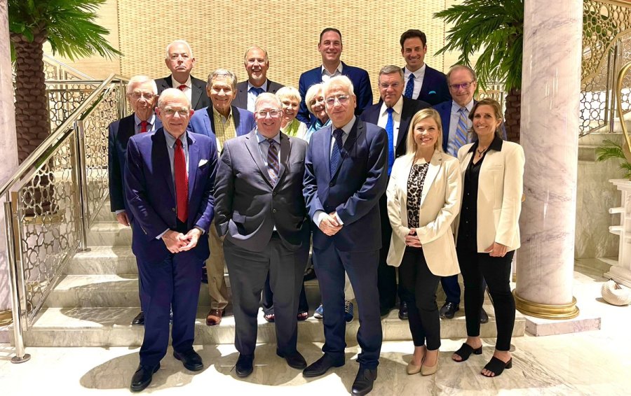 Israeli Ambassador to the United Arab Emirates Amir Hayek with the Evangelical delegation led by Joel C. Rosenberg, in Abu Dhabi, Apr. 26, 2022 (Photo: ALL ISRAEL NEWS)