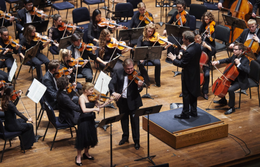 Cleveland Institute of Music Orchestra playing the Violins of Hope in a free concert for the community at Severance Hall (Photo: Violins of Hope)