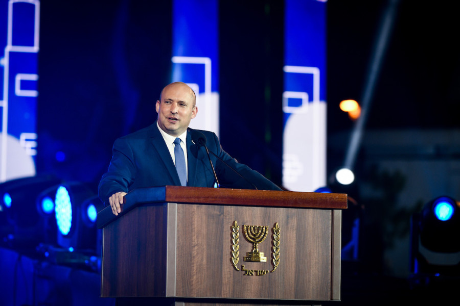Prime Minister Naftali Bennett attends the Jerusalem Day official ceremony at Ammunition Hill in Jerusalem, May 29, 2022. (Photo: Arie Leib Abrams/Flash90)