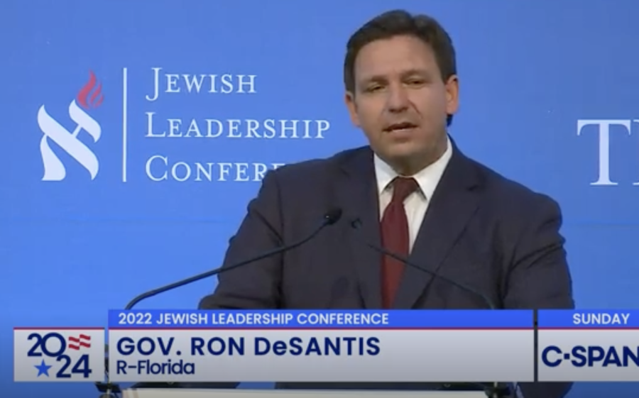 Florida Gov. Ron DeSantis speaks at the annual Jewish Leadership Conference (Photo: Screenshot)