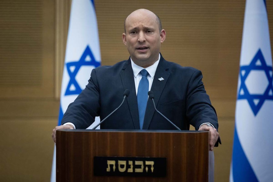 Israeli Prime Minister Naftali Bennett and Foreign Minister Yair Lapid hold a joint press conference at the Knesset in Jerusalem, June 20, 2022. (Photo: Yonatan Sindel/Flash90)