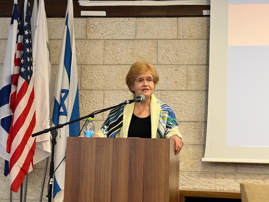 U.S. Special Envoy to Monitor and Combat Antisemitism, Ambassador Deborah Lipstadt speaking at Hebrew University in Jerusalem (Photo: Special Envoy Deborah Lipstadt/Twitter)