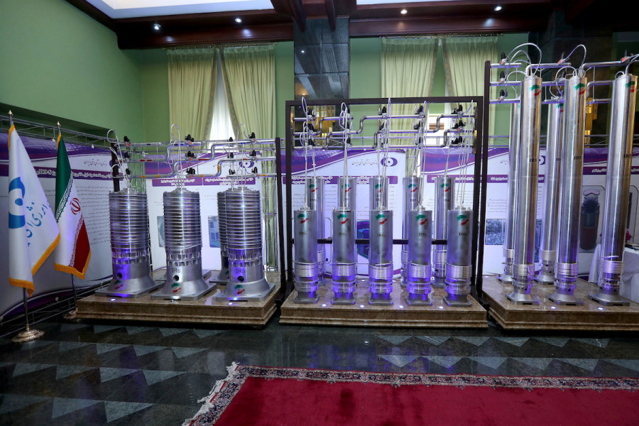 A number of new generation Iranian centrifuges are seen on display during Iran's National Nuclear Energy Day in Tehran, April 10, 2021. (Photo: Iranian Presidency Office/WANA/Handout via REUTERS)