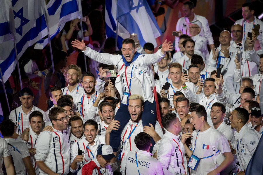 Illustrative - The French delegation take part in the opening ceremony of the 20th Maccabiah Games in Jerusalem, July 6, 2017. (Photo: Yonatan Sindel/Flash90)