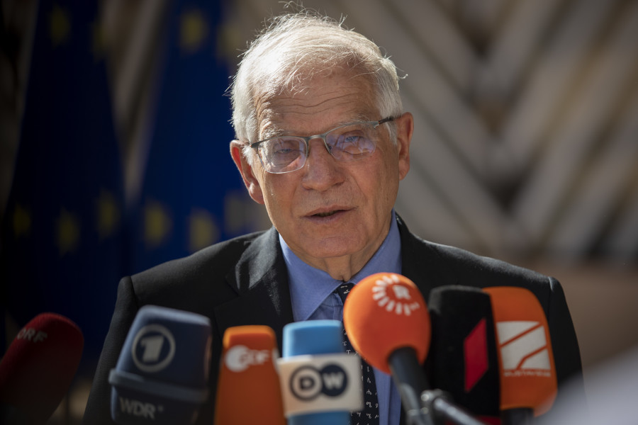 E.U. Foreign Affairs Council chair Josep Borrell arrives at a European Summit in Brussels, Belgium, May 30, 2022 (Photo: Nicolas Landemard/Le Pictorium/Cover Images)
