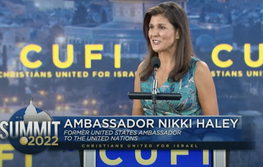 Former United States Ambassador to the United Nations Nikki Haley speaks at CUFI Summit 2022, July 18, 2022 (Photo: Screenshot)