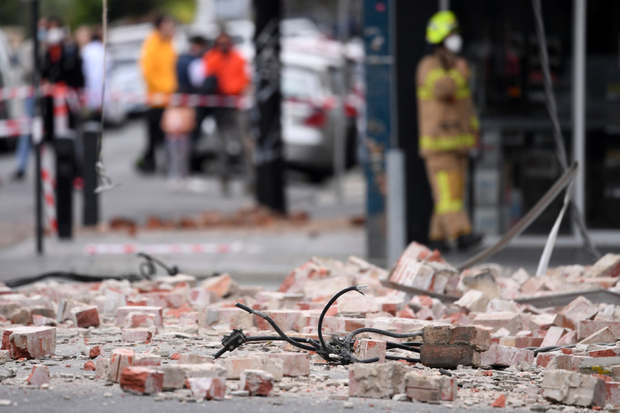 Damage following an earthquake in Melbourne, September 22, 2021. (Photo: AAP Image/James Ross via Reuters)