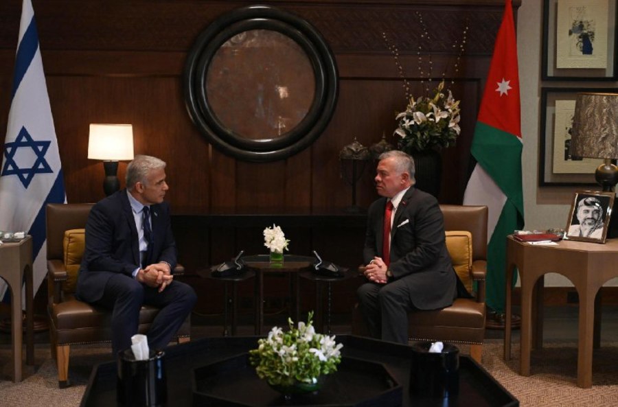 Israeli Prime Minister Yair Lapid meets with King Abdullah II of Jordan, July 27, 2022 (Photo: Haim Tzach/GPO)