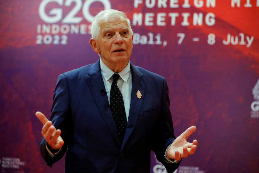 EU Foreign Policy Chief Josep Borrell talks during an interview at the G20 Foreign Ministers' Meeting in Nusa Dua, Bali, Indonesia, July 8, 2022. (Photo: REUTERS/Willy Kurniawan/Pool)