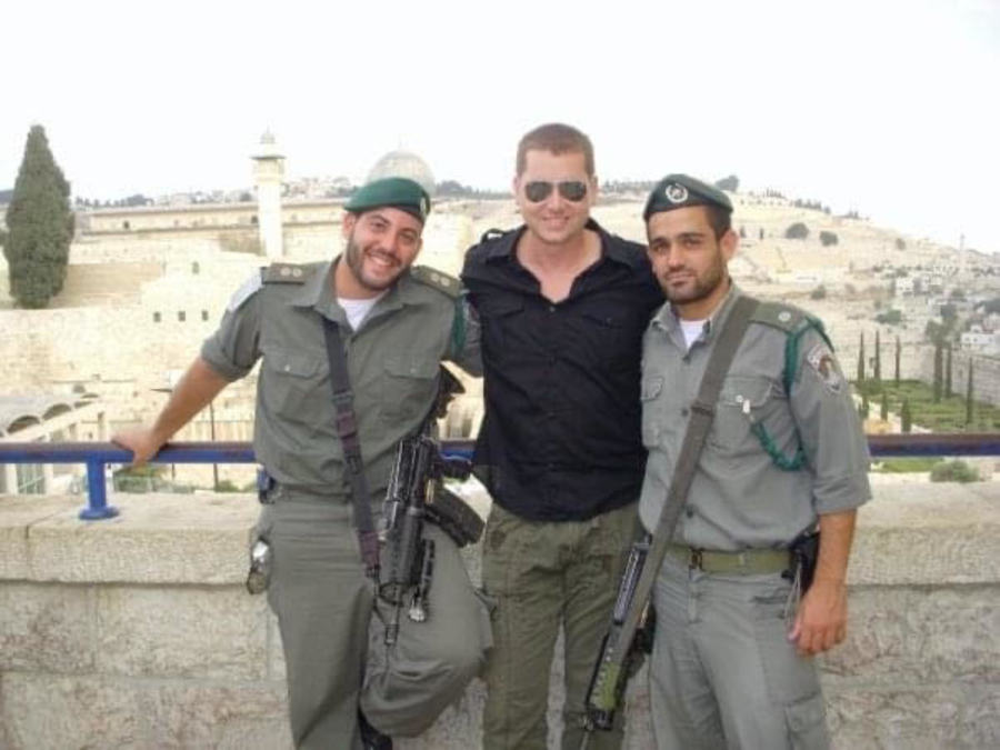 Demetries Grimes (center) with Israeli Border Police officers in Jerusalem (Photo courtesy Commander Demetries Grimes)