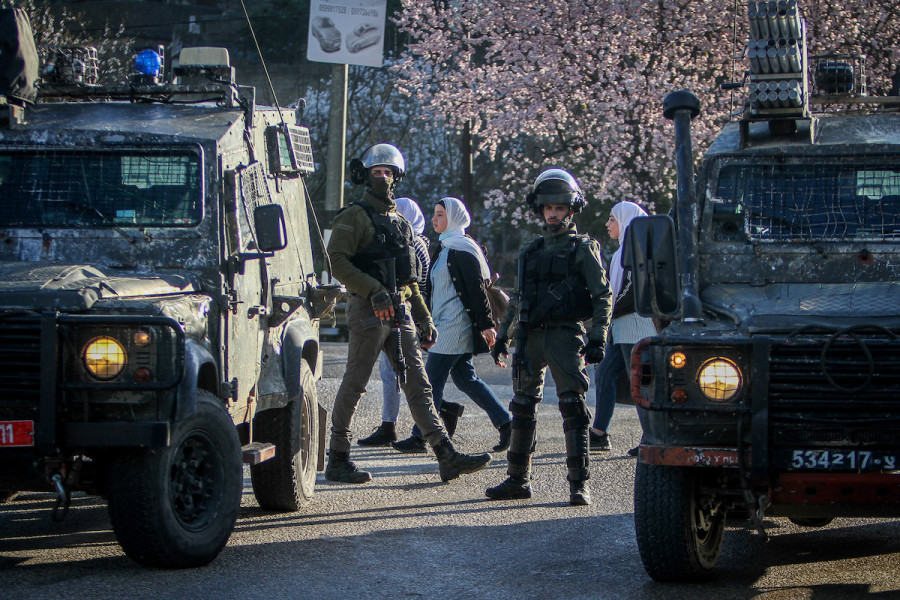 Israeli security forces in the village of Al-Bunni Al Sharqieh, near Nablus, Feb. 27, 2022. (Photo: Nasser Ishtayeh/Flash90)