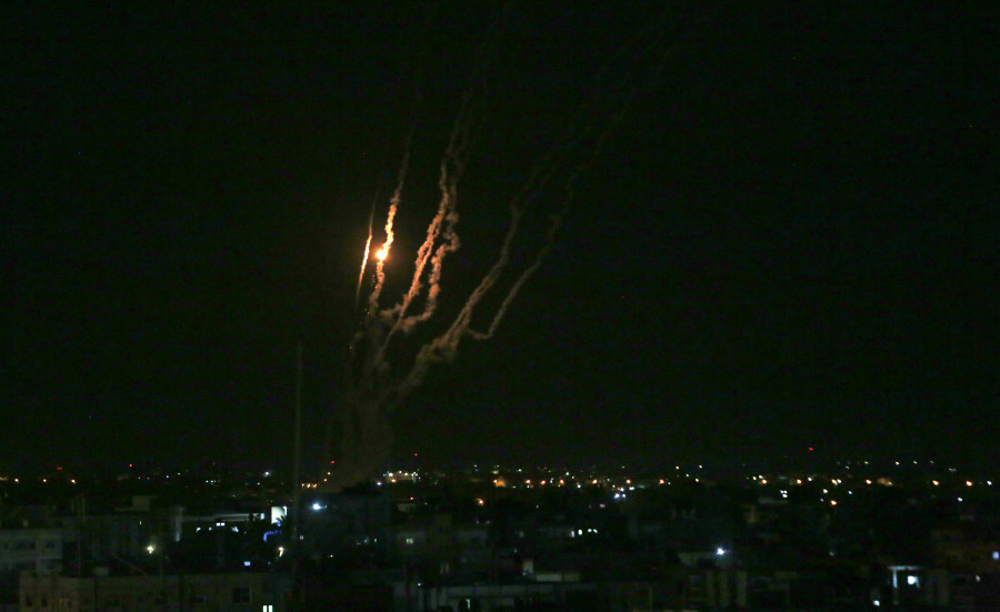 Rockets are launched from the Gaza Strip towards Israel, in the city of Rafah in the southern Gaza Strip, on August 7, 2022. (Photo: Abed Rahim Khatib/Flash90)