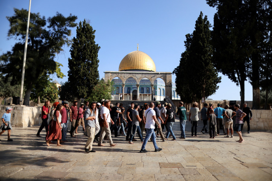 Jews visit the Temple Mount in Jerusalem's Old City as Israel marks Tisha B'Av, August 7, 2022. (Photo: REUTERS/Ammar Awad)