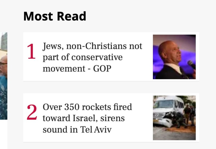 Screenshot of the Jerusalem Post "Most Read" widget, Aug. 7, 2022