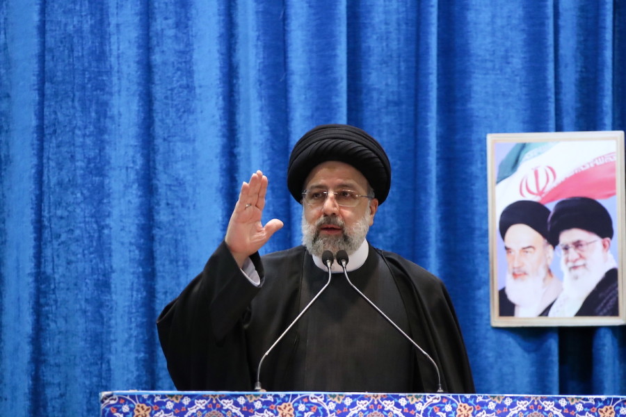 Iranian President Ebrahim Raisi speaks at Tehran's Friday prayer on the occasion of the 43rd anniversary of the Islamic Revolution of Iran in Tehran, Iran, February 11, 2022. (Photo: President Website/WANA/Handout via REUTERS)