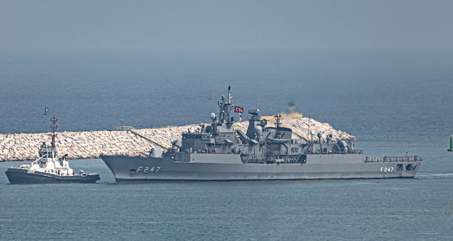 Turkish warship docked in Haifa, September 3, 2022 (Photo: Anthony Hershko)