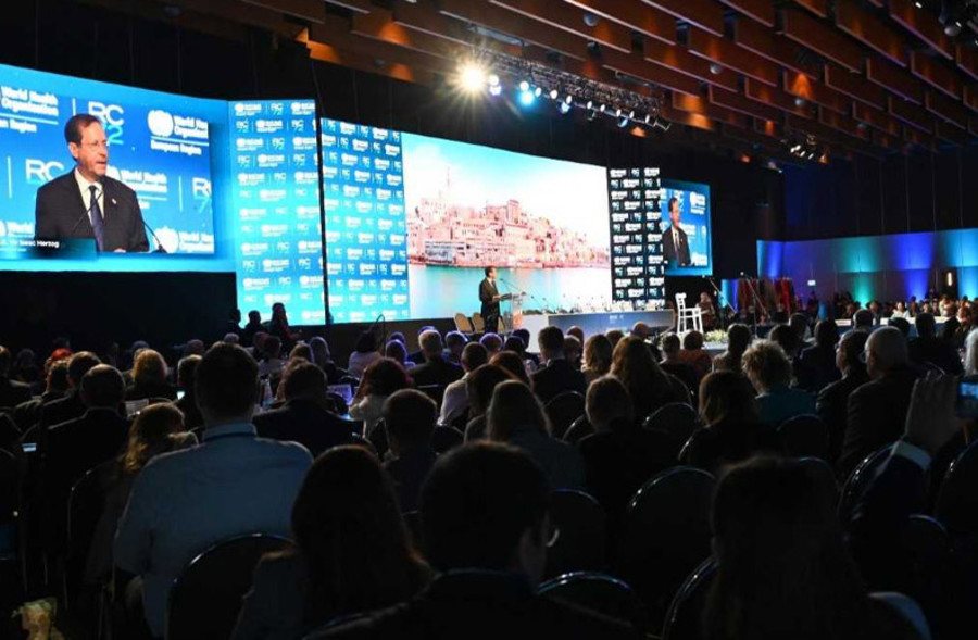 Israeli President Isaac Herzog opens the 72nd session of the WHO Regional Committee for Europe, in Tel Aviv, Sep. 12, 2022 (Photo: Haim Zach/GPO)