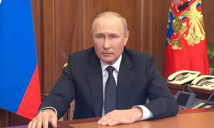 Russian President Vladimir Putin makes an address announcing a partial mobilization in the course of Russia-Ukraine military conflict in Moscow, Russia, Sept. 21, 2022. (Photo: Screenshot)
