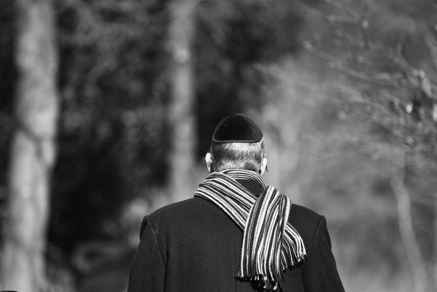 Illustrative image of a man wearing a kippah, a religious headcovering