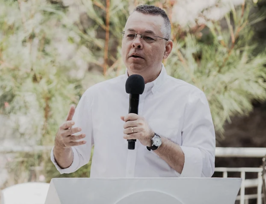 Andrew Brunson speaking at the Garden Tomb during the International Christian Embassy Jerusalem’s Feast of Tabernacles celebration, Oct. 15, 2022. (Photo courtesy ICEJ)