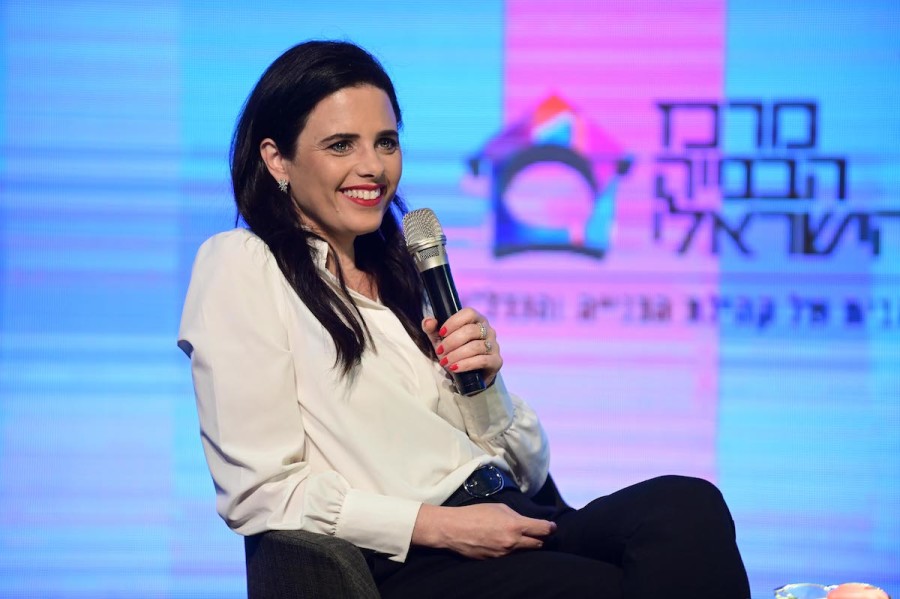 Interior Minister Ayelet Shaked speaks at a conference of the Israeli Construction Center in Tel Aviv, Oct. 20, 2022. (Photo: Tomer Neuberg/Flash90)