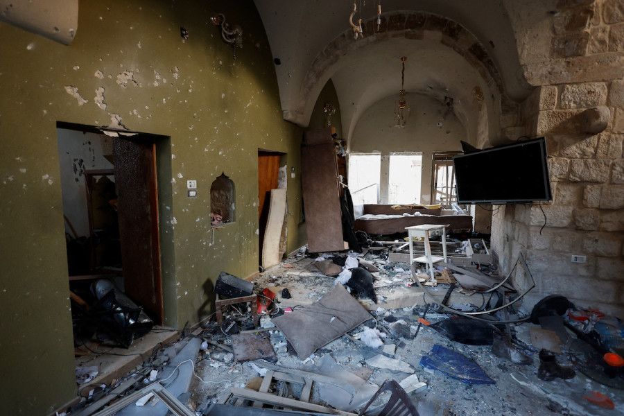 The damaged house of Lions' Den member Wadee Al-Houh, which was targeted during a raid by Israeli security forces, in Nablus, Oct. 25, 2022. (Photo: REUTERS/Raneen Sawafta)
