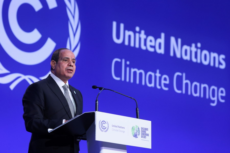 Egypt's President Abdel Fattah el-Sisi speaks during the UN Climate Change Conference (COP26) in Glasgow, Scotland, Nov. 1, 2021. (Photo: REUTERS/Yves Herman/Pool)