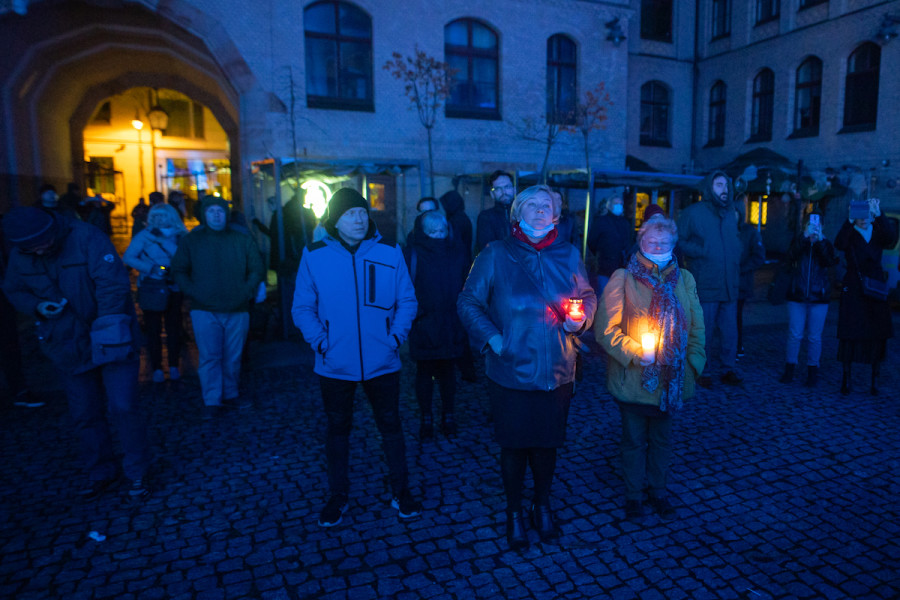 A silence march took place in Wroclaw, commemorating the 83rd anniversary of the Kristallnacht, Nov. 9, 2021, (Photo: Krzysztof Zatycki/NurPhoto)