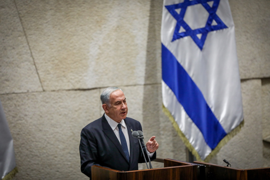 Likud party chairman Benjamin Netanyahu speaks at the Knesset memorial ceremony marking 27 years since the assassination of former Israeli Prime Minister Yitzhak Rabin, in Jerusalem, Nov. 6, 2022. (Photo: Noam Revkin Fenton/Flash90