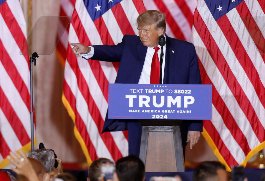 Former U.S. President Donald Trump makes an announcement that he's running for president in the 2024 U.S. presidential election, at his Mar-a-Lago estate in Palm Beach, Florida, Nov. 15, 2022. (Photo: REUTERS/Octavio Jones)