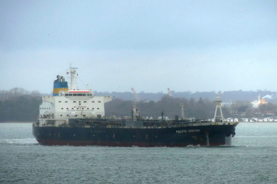 Tanker Pacific Zircon is seen at sea near Isle of Wright, Britain in this undated handout picture. (Photo: David Potter/Handout via REUTERS)