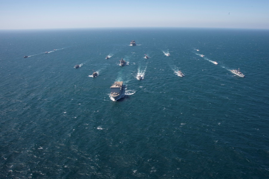 Ships from partner nations of Combined Task Force North participate a 60-nation International Maritime Exercise/Cutlass Express 2022 (IMX/CE22), in the Arabian Gulf, in this photo released by the U.S. Navy on Feb. 10, 2022. (Photo: U.S. Naval Forces Central Command/1st Class Anita Chebahtah/Handout via REUTERS)
