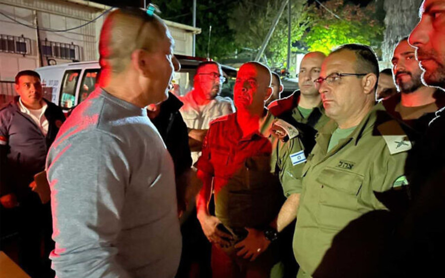 The family of Tiran Fero, an Israeli teenager whose body was snatched from a hospital in Jenin by Palestinian gunmen, meets with security officials as his body is returned to Israel, Nov. 23, 2022. (Photo: COGAT spokesperson's office)